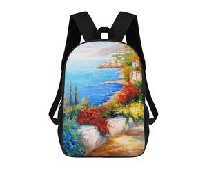 sinyumoney Bright Day by The Sea School Backpack Large Water Resistant Laptop Backpack for Girls Boys Teenage 17inch