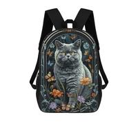 sinyumoney British Shorthair Rucksacks 3D Printed Children Backpacks Fashion Casual Daypack Cute Travel Bags Outdoor Casual Daypack for Boy And Girl 17inch