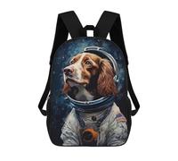 sinyumoney Brittany Spaniel Astronaut Backpack School Bag School Secondary High School College Backpack Travel for Girls Boys Teenage 17inch