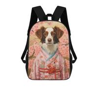 sinyumoney Brittany Spaniel Geisha Backpack School Bag Large School Backpack for Boys - Perfect for Travel, Work And Daily Use 17inch