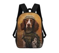 sinyumoney Brittany Spaniel Soldier School Bags Water Resistant Travel Backpack Computer Bag - Perfect for Travel, Work And Daily Use 17inch