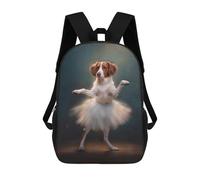 sinyumoney Brittany Spaniel T Rex Dinosaur Backpack School Bag Water Resistant Travel Backpack Computer Bag for Camping Outdoor Adventures And Daily Travel 17inch
