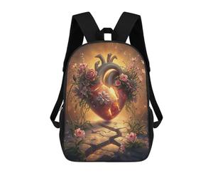 sinyumoney Broken Heart with Flowers School Backpack Travel College Rucksack Backpacks for Campus Outdoor Travel Sports 17inch