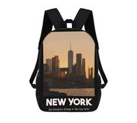 sinyumoney Brooklyn Bridge Children's Backpacks School 3D Printed Bag Bookbag for Kids Travel Rucksacks Boy Girl Book Bags Kids School Bag 17inch