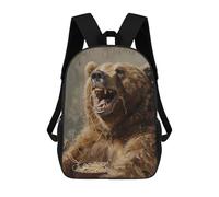 sinyumoney Brown Bear Eating Noodles Rucksack Fashion Stationery Backpack Waterproof Casual Daypacks for Men, Women & Teenage Boys 17inch