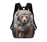 sinyumoney Brown Bear Enduring Winter Rucksacks 3D Printed Children Backpacks Fashion Casual Daypack Cute Travel Bags Outdoor Casual Daypack for Boy And Girl 17inch