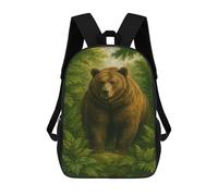 sinyumoney Brown Bear in Lush Green Forest Rucksack Water Resistant School Bag Business Backpack for Boys/Girls/Teenagers 17inch