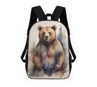 sinyumoney Brown Bear Watercolor School Backpack Lightweight Casual Daypack School Backpacks for Boys/Girls/Teenagers 17inch