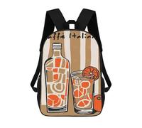 sinyumoney Brown Caffe Italy Art 17 Inch School Bag Backpack Teen Schoolbag 3D Printing Adjustable Schoolbag Fashion Pocket Bag for Kids Boys Girls Students