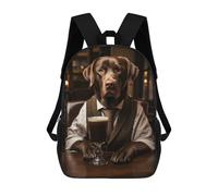 sinyumoney Brown Labrador at The Bar 3D Printed Kids School Bag Rucksacks Children's School Fashion Casual Back Pack High Capacity Travel Book Bags Backpack for Kids 17inch