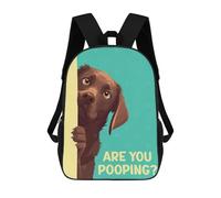 sinyumoney Brown Labrador Pooping Backpacks Kids School Backpack School Bag 3D Printed School Bag for Boys Elementary And Middle School Students 17inch