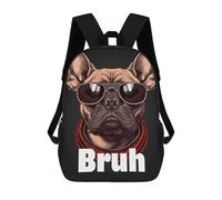 sinyumoney Bruh English Bulldog Meme Backpack School Bag Business Laptop Rucksack Bag Unisex Casual Daypack for Men/Women 17inch