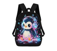sinyumoney Bubble Penguin Headphones School Backpack Lightweight Casual Daypack School Backpacks for Boys/Girls/Teenagers 17inch