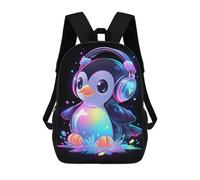 sinyumoney Bubbly Penguin Music Backpacks Kids Student Schoolbag 3D Printed Backpacks Elementary And Middle School Students Backpacks for Boys Girls 17inch