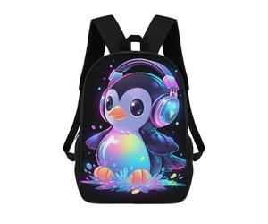 sinyumoney Bubbly Penguin Music Backpacks Kids Student Schoolbag 3D Printed Backpacks Elementary And Middle School Students Backpacks for Boys Girls 17inch