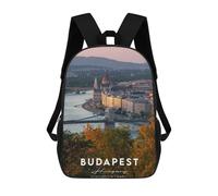 sinyumoney BUDAPEST Backpacks Kids School Backpack School Bag 3D Printed School Bag for Boys Elementary And Middle School Students 17inch