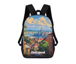 sinyumoney Budapest, Hungary Cityscape Illustration Backpack 3D Printed School Bag For Boys High Capacity Travel Backpacks Book Bags Boys School Bag Mochila 17inch