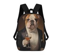 sinyumoney Bull Dog Dressed in Tuxedo Children's Backpacks School Backpack 3D Printed Backpack for Kids Travel Rucksacks Book Bags Kids School Bag 17inch