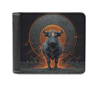 sinyumoney Bull of Bitcoin Power 3D Print PU Men's Leather Wallet Safe Protection Card RFID Blocking Leather Wallet 11.7cm*9.5cm