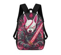 sinyumoney Bull Terrier Dog Samurai Warrior Kids Backpack, Backpack School Bag, Backpacks Kids School 3D Printed School Bags for Elementary And Middle School Students Teens Birthday Gift 17inch