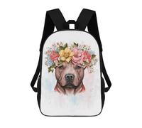 sinyumoney Bull Terrier Flower Art Backpack School Bag Lightweight Airport College Students Back Pack for Teenage Girls Boys Women Men 17inch