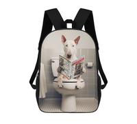sinyumoney Bull Terrier on The Toilet Backpack School Bag Lightweight Airport College Students Back Pack for Men, Women & Teenage Boys 17inch