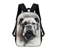 sinyumoney Bulldog Beauty Black Ink Backpacks Kids School Backpack School Bag 3D Printed School Bag for Boys Elementary And Middle School Students 17inch