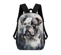 sinyumoney Bulldog Beauty Watercolor Kids School Backpack School Bag 3D Printed School Bag for Boys Elementary And Middle School Students 17inch