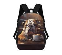 sinyumoney Bulldog Coffee Cute Dog Backpack 3D Printed School Bag For Boys High Capacity Travel Backpacks Book Bags Boys School Bag Mochila 17inch