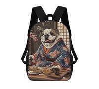 sinyumoney Bulldog Dog Japanese Food Rucksack Daypacks Business Backpack Water Resistant Bookbag for Girl, Teen Girls 17inch