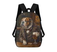 sinyumoney Bulldog Irish Pub Backpacks Kids School Backpack School Bag 3D Printed School Bag for Boys Elementary And Middle School Students 17inch