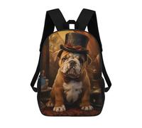 sinyumoney Bulldog Puppy in Top Hat Backpack School Bag Lightweight Airport College Students Back Pack for Teenage Girls Boys Women Men 17inch