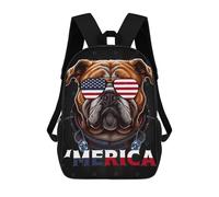 sinyumoney Bulldog USA Flag Glasses Backpack School Bag Computer Rucksack for School/Work/Travel for Camping Outdoor Adventures And Daily Travel 17inch