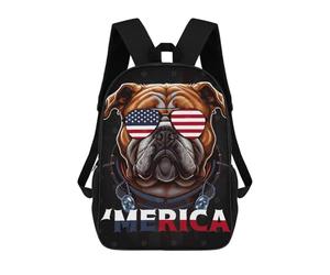 sinyumoney Bulldog USA Flag Glasses Backpack School Bag Computer Rucksack for School/Work/Travel for Camping Outdoor Adventures And Daily Travel 17inch