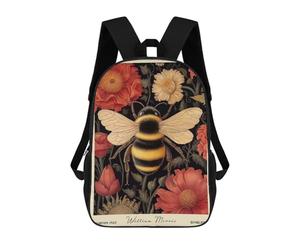 sinyumoney Bumblebee William Morris Floral Backpack School Travel College Rucksack Backpacks for Campus Outdoor Travel Sports 17inch