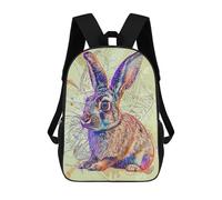 sinyumoney Bunny Art Backpack School Bag Rucksack for Girls Boys Backpacks Large Capacity Kids Back Pack Lightweight School Bags for Children Students 17inch
