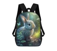 sinyumoney Bunny at The Forest Kids School Backpack 17 Inch School Bag 3D Printed School Bag for Boys Elementary And Middle School Students