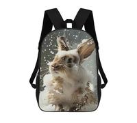sinyumoney Bunny Bath Time 3D Printed 17 Inch School Backpack Casual Children's Backpacks 3D Printed for Boys Elementary And Middle