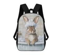 sinyumoney Bunny Bath Time Children's 17 Inch School Backpack 3D Printed Cool Knapsack for Kids Travel Rucksacks Book Bags Kids School Bag