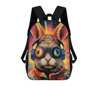 sinyumoney Bunny Headphones Art Backpack Schoolbags for Boys Girls Casual Sport Daypack Elementary Primary Large Capacity Bookbags 17inch