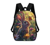 sinyumoney Bunny in Flower Garden Backpack for School 3D Printed Boys Girls School BagChildren Bookbag Travel Rucksack 17inch