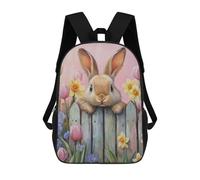 sinyumoney Bunny Peeking Over Fence Backpacks 3D Printed Kids School Backpack Outdoor Casual Daypack Fashion Casual Children Backpacks Cute Travel Bags 17inch
