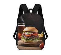 sinyumoney Burger And Beer 3D Printed 17inch School Bag Children's School Backpack Travel Backpacks Casual Fashion Bag for Kids School Students