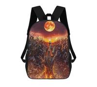 sinyumoney Burning Hand in Cornfield En Halloween Rucksacks 3D Printed Children 17inch Backpacks Fashion Casual Daypack Travel Bags Outdoor Casual Daypack for Boy And Girl