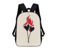sinyumoney Burning Hearts Illustration Backpack School Secondary Causal Travel High School Bags for Campus Outdoor Travel Sports 17inch