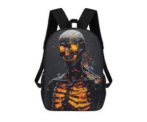 sinyumoney Burning Skeleton Kids School Backpack School Bag 3D Printed School Bag for Boys Elementary And Middle School Students 17inch