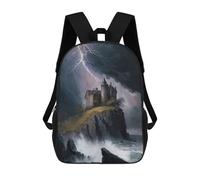sinyumoney Burnt Out Castle on Cliff 3D Printed Kids School Bag Rucksacks Children's School Fashion Casual Back Pack High Capacity Travel Book Bags Backpack for Kids 17inch