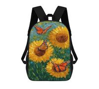 sinyumoney Butterflies on Sunflowers Children's Backpacks 17inch School Backpack 3D Printed Bag Bookbag for Kids Travel Rucksacks Boy Girl Book Bags Kids School Bag