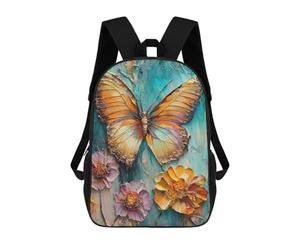 sinyumoney Butterfly And Flowers Painting Rucksack Lightweight Airport College Students Back Pack for Girls Boys Teenage 17inch