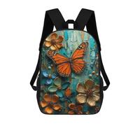 sinyumoney Butterfly And Flowers Textured Painting Rucksack Lightweight Airport College Students Back Pack for Girls Boys Teenage 17inch